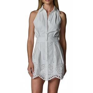 NEW HEVRON domino dress in eyelet white